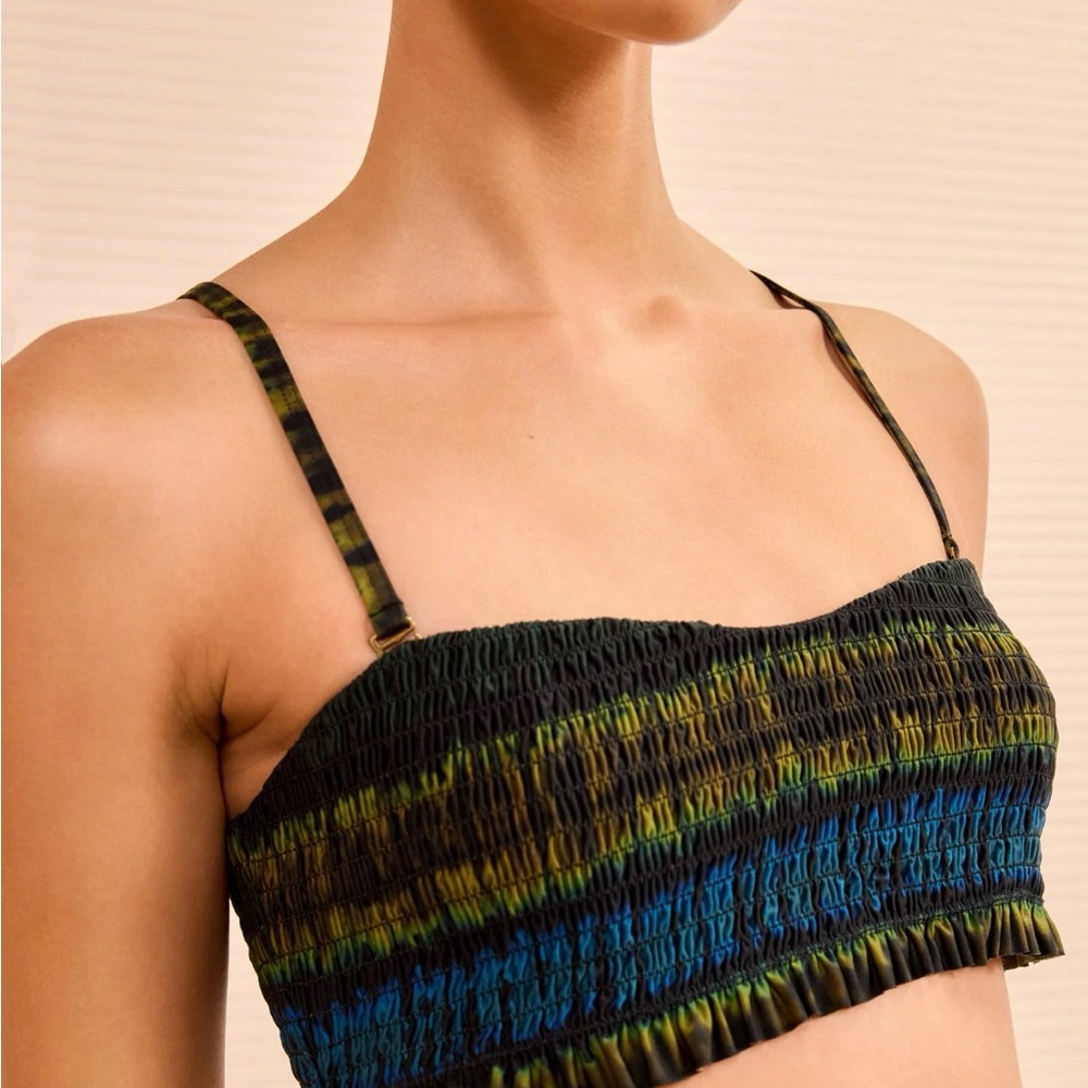 Ulla Johnson Smocked Bandeau Bikini Top - Picture 2 of 5